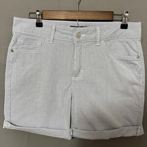 Riders by Lee Mid-Rise Denim Shorts Blue White‎ Striped Cuffed Hem Size 12M